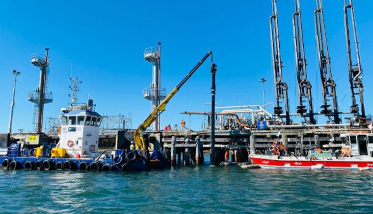 Install Jackup piles at ampol wharf - Commercial Marine Group Qld